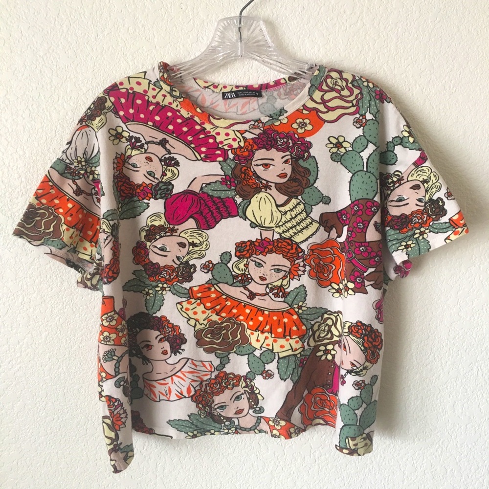 🌺ZARA novelty box cut cotton Tee